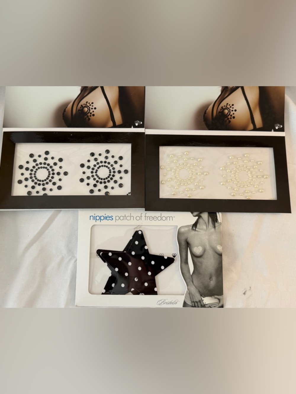 Nippies Patch of Freedom Star & Circular Adhesive Nipple Covers - Black & Pearl